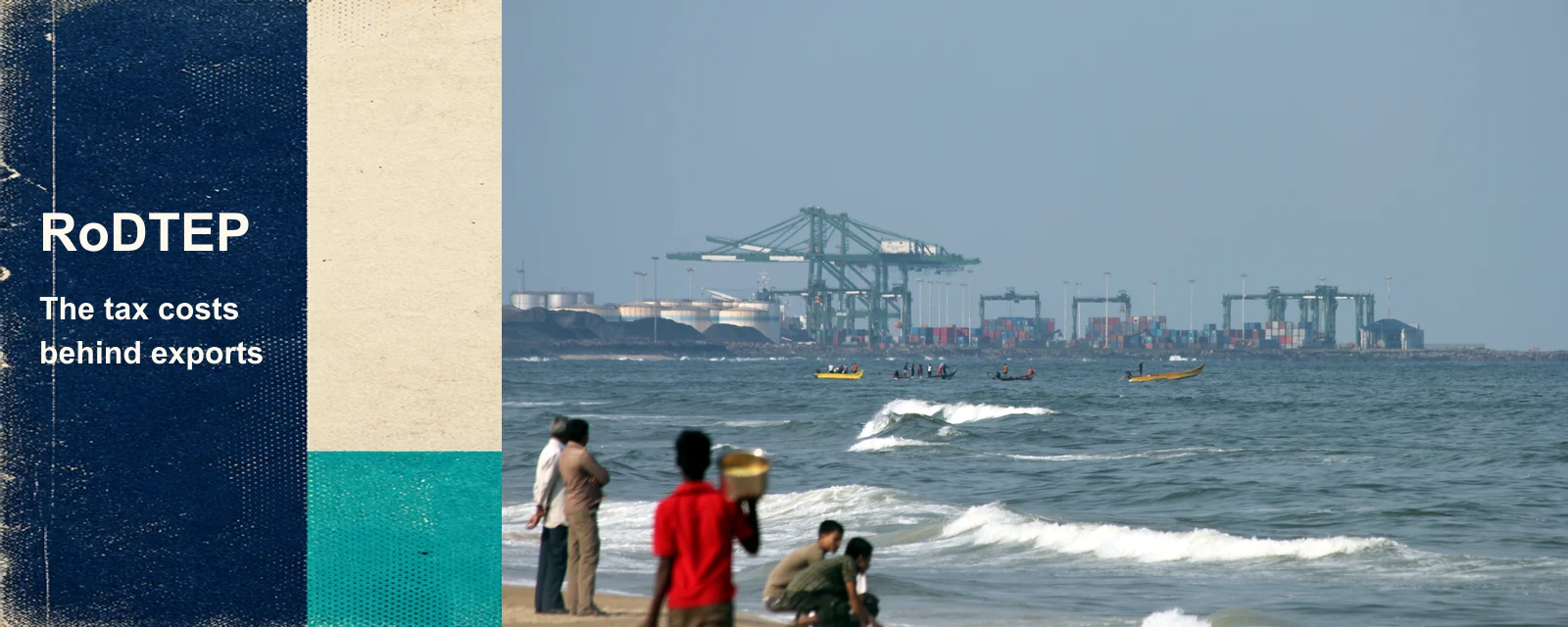 Chennai’s container terminal viewed across the sea from Marina Beach in March 2011.